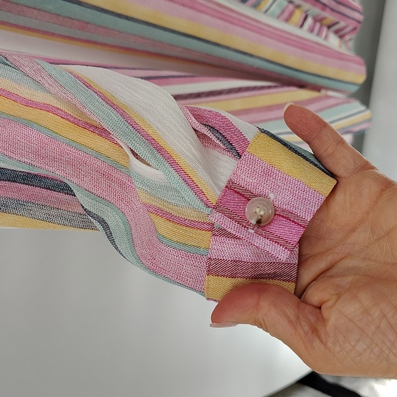 Velzera Striped Collared Shirt Dress Button Down Size Medium Midi Long sleeve - Picture 4 of 9